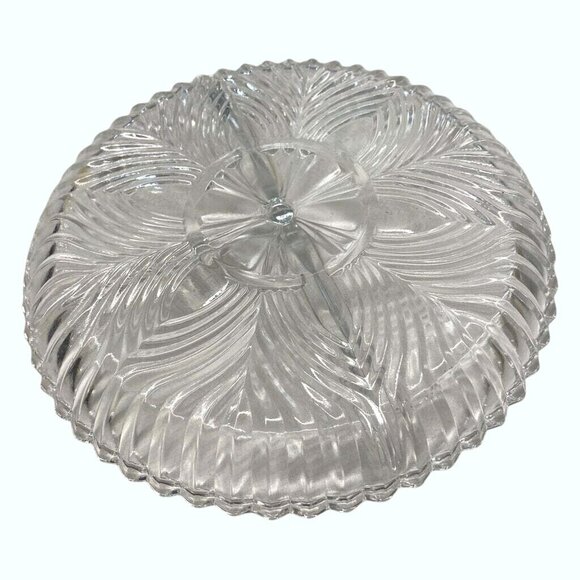 Vintage Clear Glass Divided Serving Dish With Floral Design - Picture 3 of 7